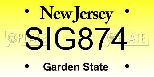 SIG874 New Jersey License Plate