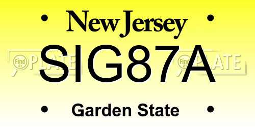 SIG87A New Jersey License Plate