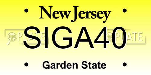 SIGA40 New Jersey License Plate
