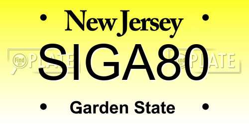 SIGA80 New Jersey License Plate
