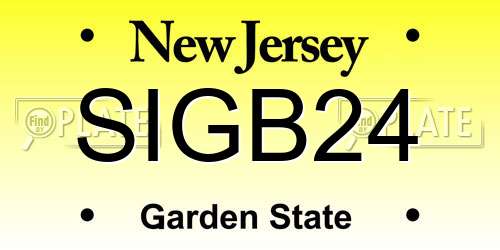 SIGB24 New Jersey License Plate