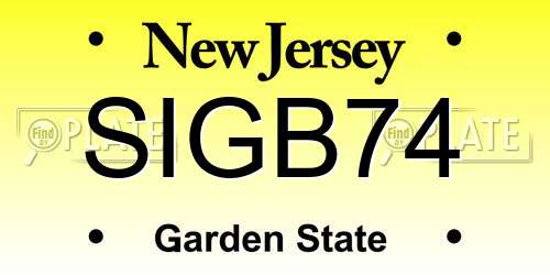 SIGB74 New Jersey License Plate
