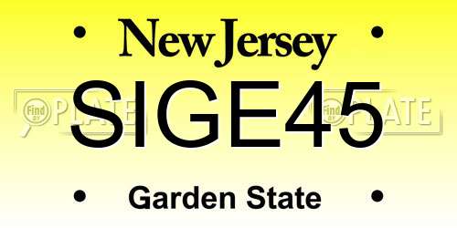SIGE45 New Jersey License Plate