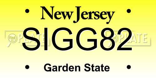 SIGG82 New Jersey License Plate