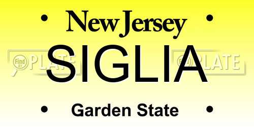 SIGLIA New Jersey License Plate