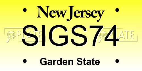 SIGS74 New Jersey License Plate