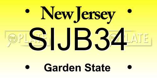 SIJB34 New Jersey License Plate