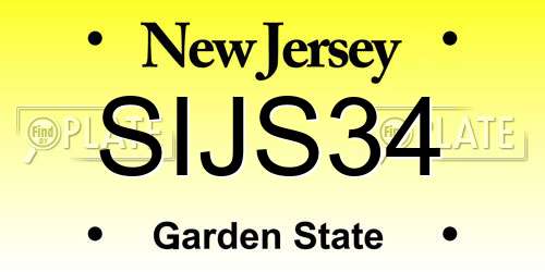 SIJS34 New Jersey License Plate