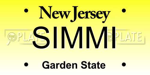 SIMMI New Jersey License Plate