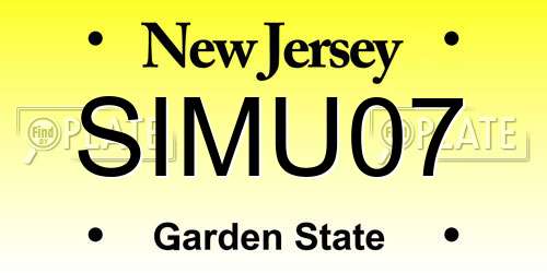 SIMU07 New Jersey License Plate