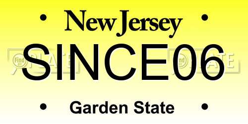 SINCE06 New Jersey License Plate