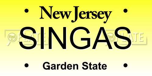 SINGAS New Jersey License Plate