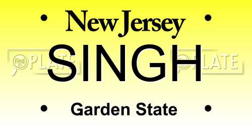 SINGH New Jersey License Plate