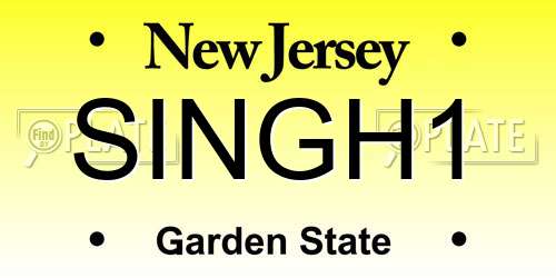 SINGH1 New Jersey License Plate