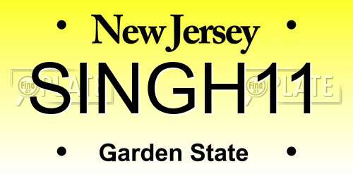SINGH11 New Jersey License Plate