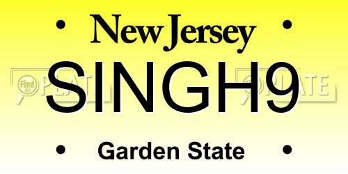 SINGH9 New Jersey License Plate