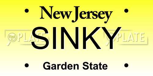 SINKY New Jersey License Plate