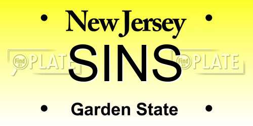 SINS New Jersey License Plate