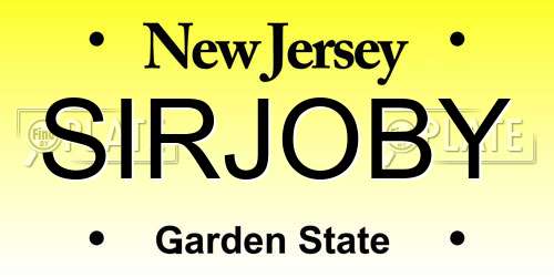 SIRJOBY New Jersey License Plate