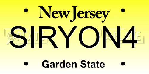SIRYON4 New Jersey License Plate