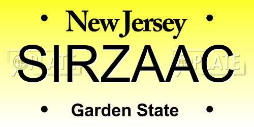 SIRZAAC New Jersey License Plate