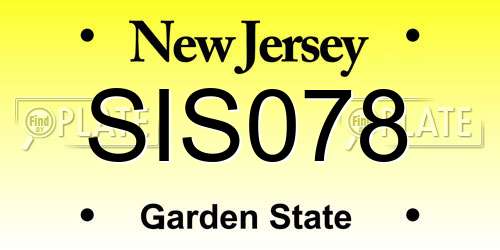 SIS078 New Jersey License Plate