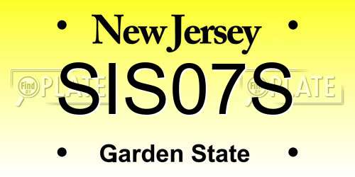 SIS07S New Jersey License Plate