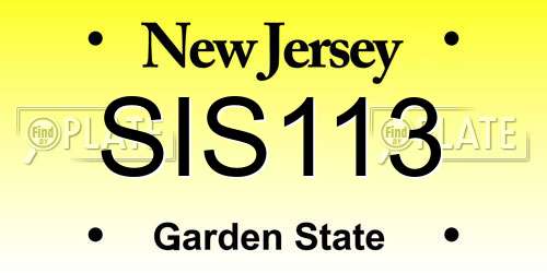 SIS113 New Jersey License Plate