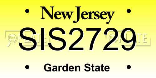 SIS2729 New Jersey License Plate
