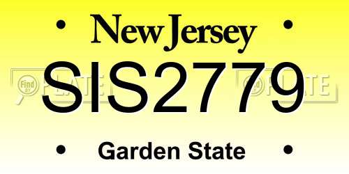 SIS2779 New Jersey License Plate