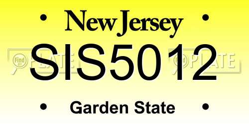 SIS5012 New Jersey License Plate