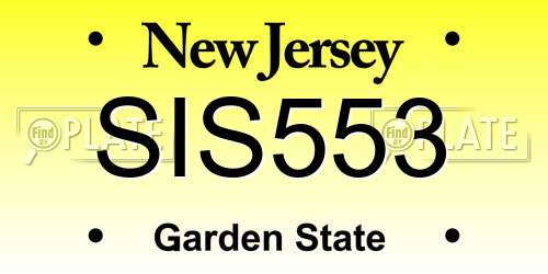 SIS553 New Jersey License Plate
