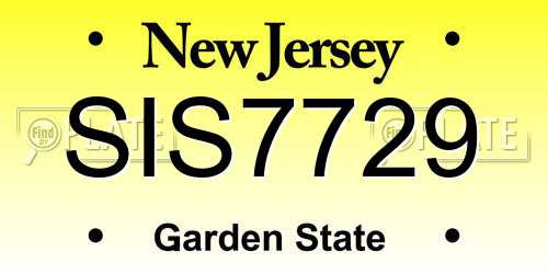 SIS7729 New Jersey License Plate