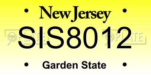 SIS8012 New Jersey License Plate