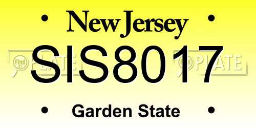 SIS8017 New Jersey License Plate