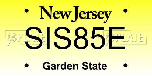 SIS85E New Jersey License Plate