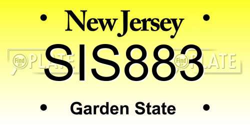 SIS883 New Jersey License Plate