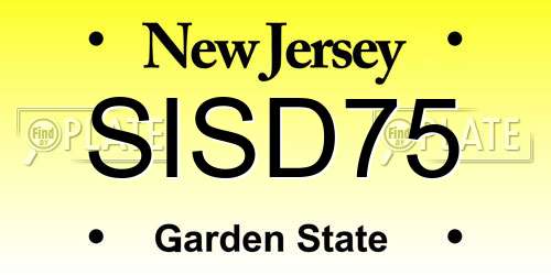 SISD75 New Jersey License Plate