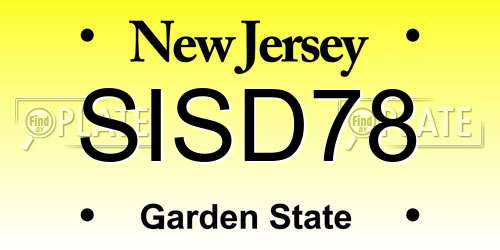SISD78 New Jersey License Plate