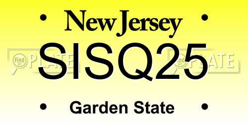 SISQ25 New Jersey License Plate