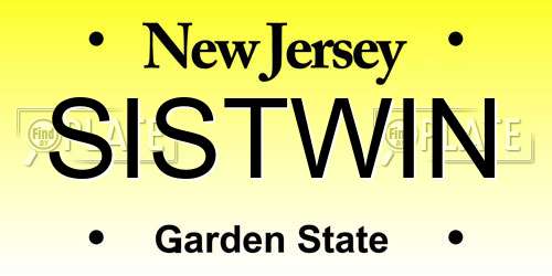SISTWIN New Jersey License Plate