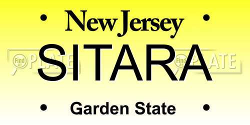 SITARA New Jersey License Plate