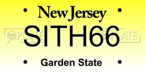 SITH66 New Jersey License Plate