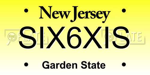 SIX6XIS New Jersey License Plate