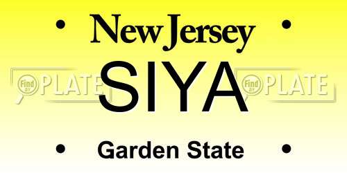 SIYA New Jersey License Plate