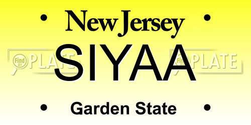 SIYAA New Jersey License Plate