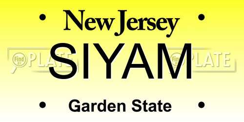 SIYAM New Jersey License Plate