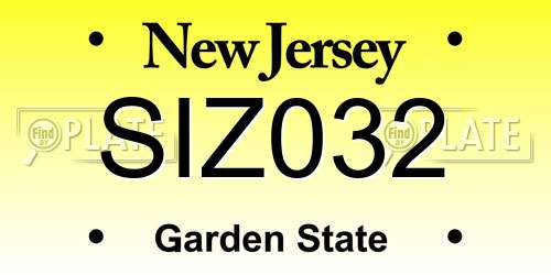SIZ032 New Jersey License Plate