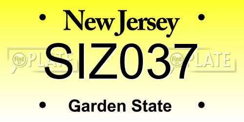 SIZ037 New Jersey License Plate