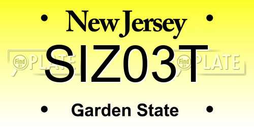 SIZ03T New Jersey License Plate